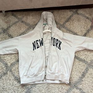 Brandy Melville white New York zip up